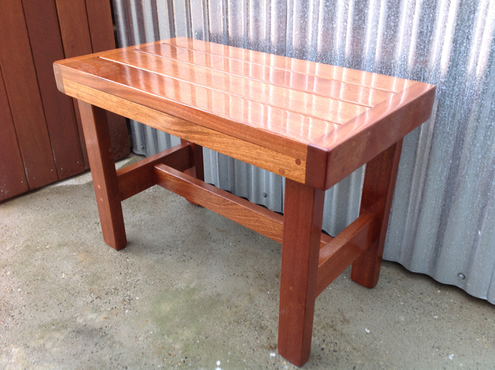 wooden shower bench