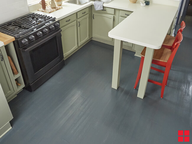 DIY Painted Laminate Wood Kitchen Floor
