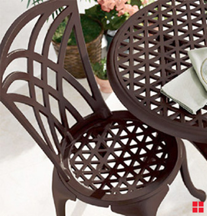 Patio chair and table painted brown