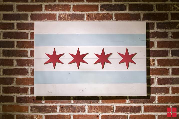Wooden Chalked Paint Chicago Flag project