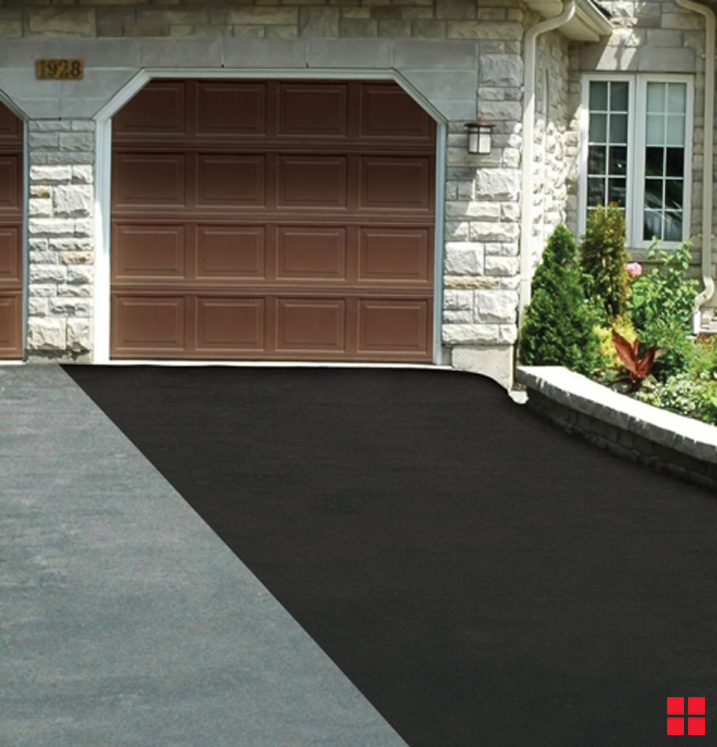 Driveway coated with blacktop