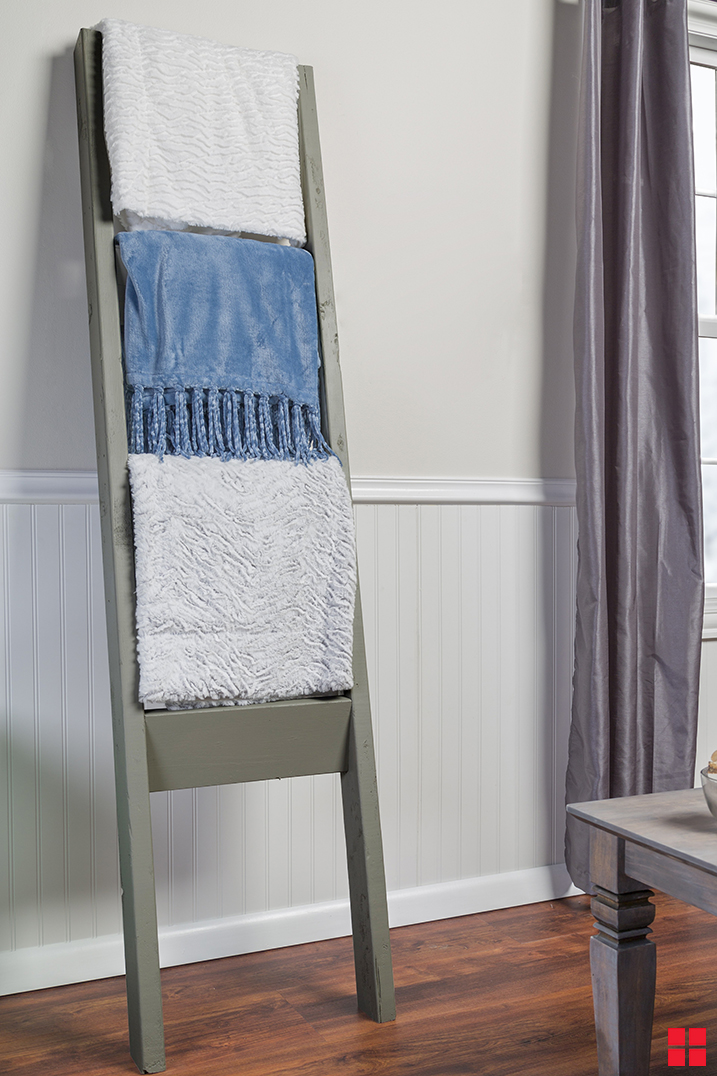 Blanket ladder painted with Chalked Ultra Matte Paint in Country Gray