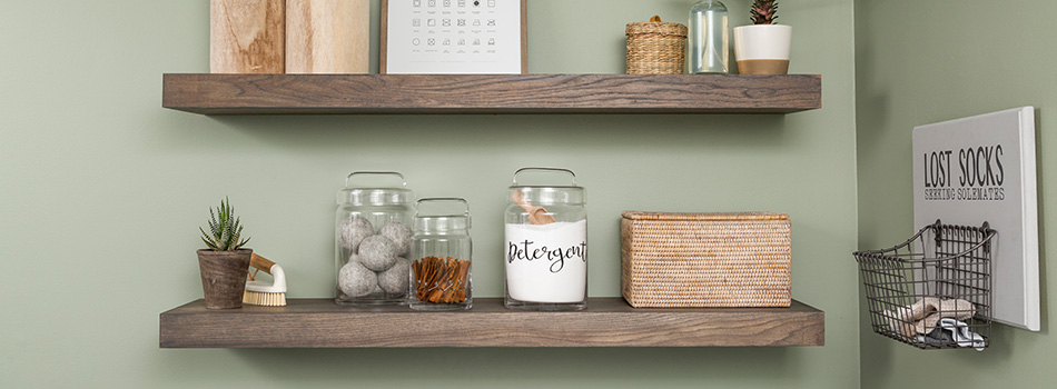 Stained Wooden Shelves 