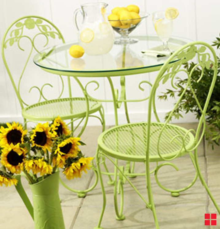 Patio set painted bright green