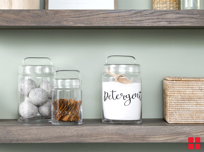 After Labeled Laundry Detergent Glass Jar