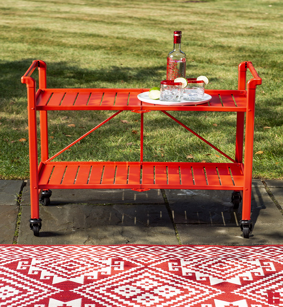 Fire Red Patio Bar Cart