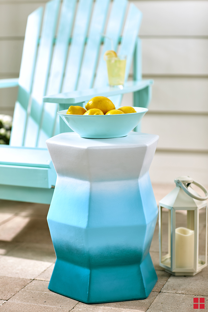 Bright Blue Spray Painted Fruit Bowl
