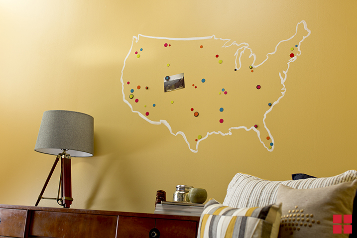 US map painted on wall