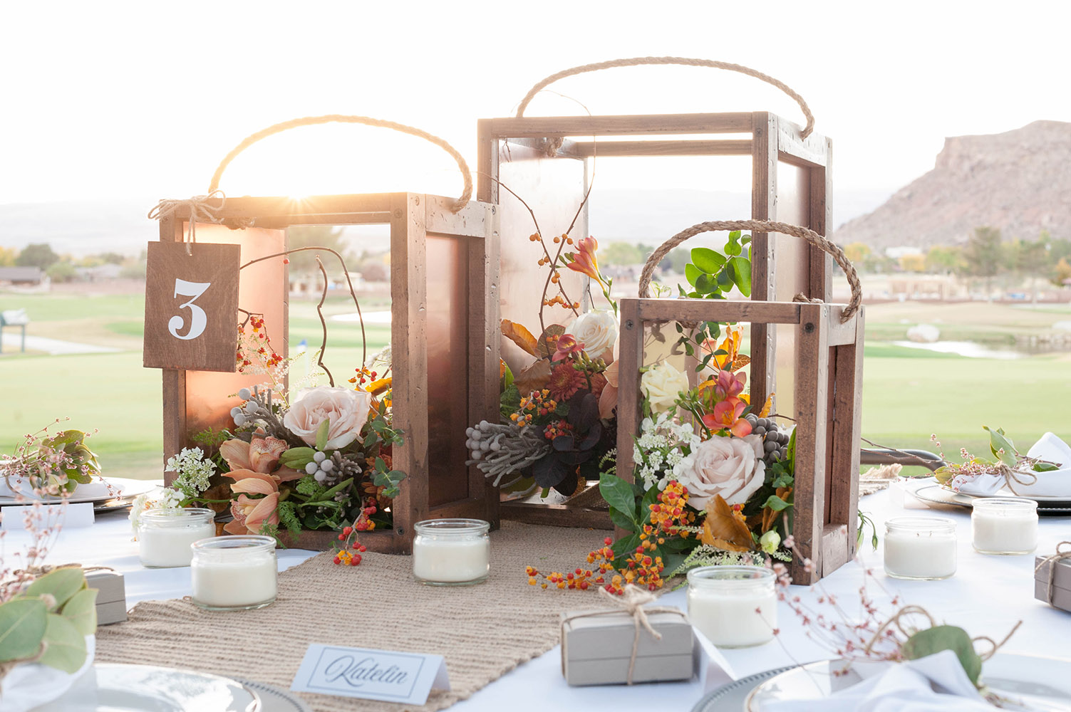 Rustic Wedding Wood Lantern Centerpieces