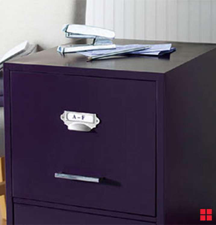 Filing cabinet painted purple