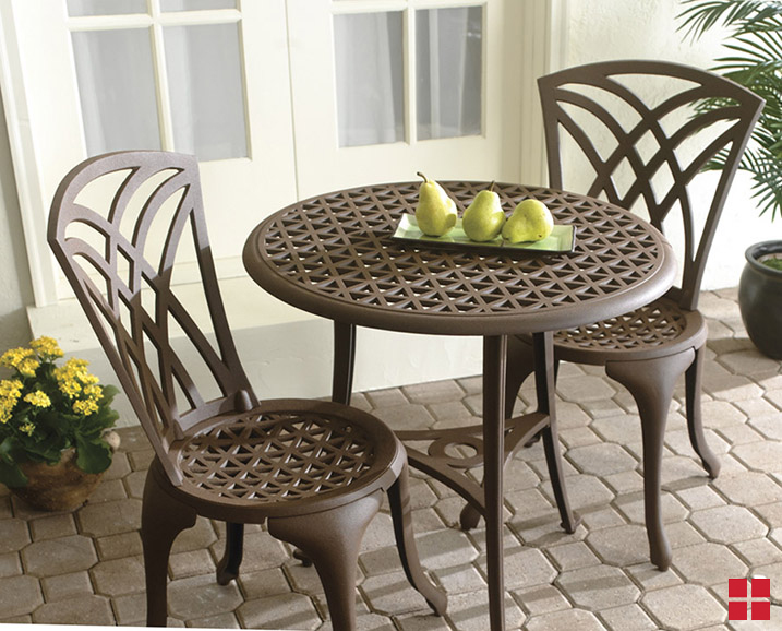 Lawn chair and table painted brown