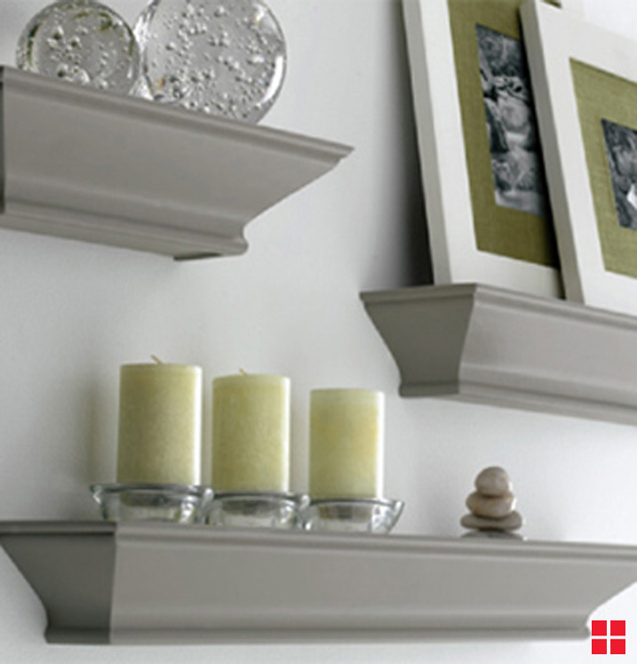 Floating shelves on wall