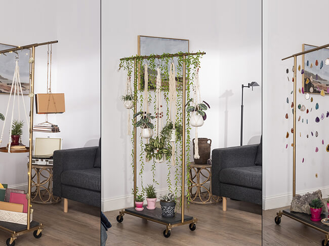Three different looks to mobile room divider