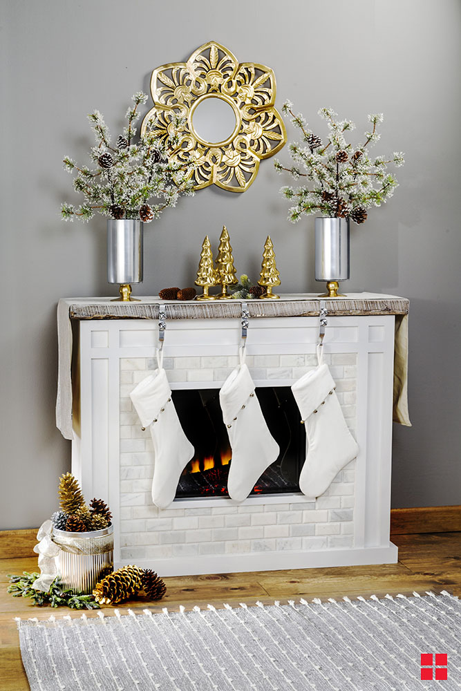 Spray Painted Chrome Christmas Fireplace Mantel